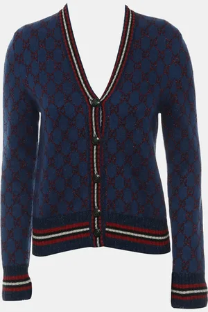Gucci & Red Wool GG Button-Up Cardigan Size S