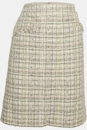 CHANEL Sequin Embellished Tweed Pencil Skirt S