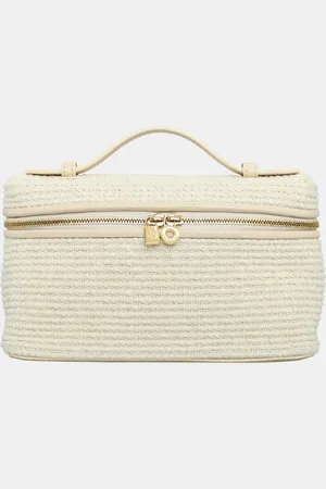 Loro Piana Beige Lambskin Leather and Cotton L19 Extra Pocket Woven Bag