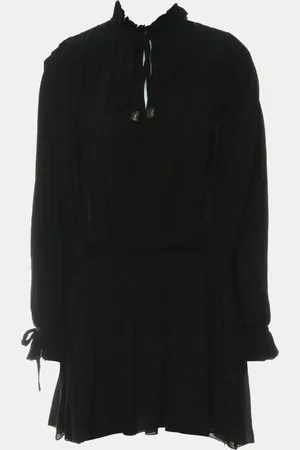 LOUIS VUITTON Silk Pleated Long Sleeve Dress FR Women 38