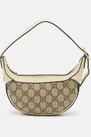 Gucci Off /Beige GG Supreme Canvas Mini Web Ophidia Shoulder Bag