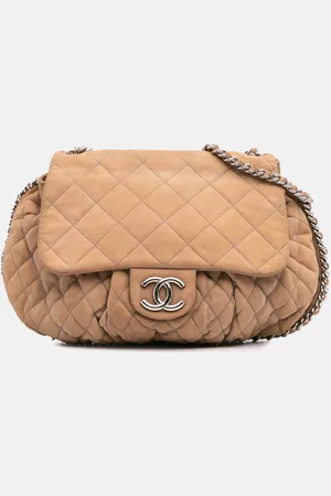 CHANEL Large Quilted Suede Chain Around Flap