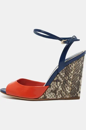 Dior Python and Leather Wedge Sandals Size 36