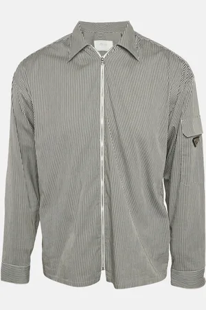 Prada /White Striped Cotton Zip-Up Shirt S