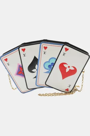 LOUIS VUITTON /White Monogram and Leather Game on Heart Pochette Cartes