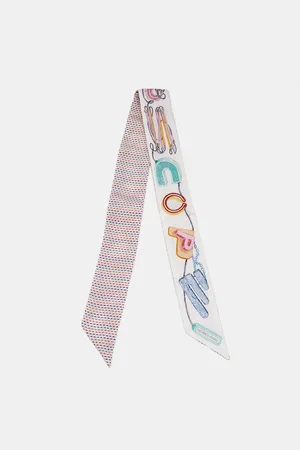 Hermès Hermès White/ Silk Chevaloscope Pointille Twilly