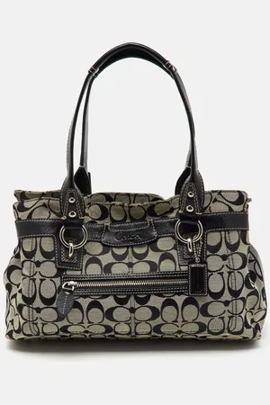 Coach /White Signature Canvas and Leather Shoulder Bag