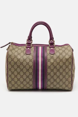 Gucci /Purple GG Supreme Canvas Limited Edition Stripe Web Joy Boston Bag