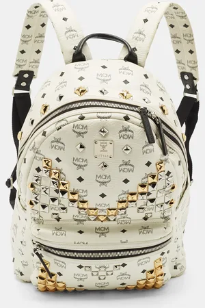 MCM /Black Visetos Coated Canvas Medium Studded Stark Backpack