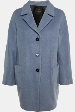 Max Mara Pale Wool Button Front Coat L