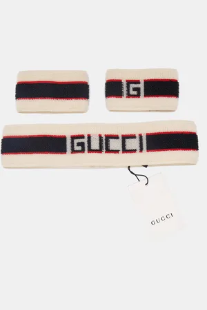 Gucci Logo Stripe Sports Headband & Wristbands Set M