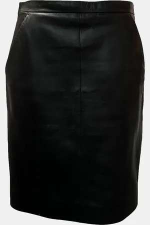 Saint Laurent Leather Midi Skirt