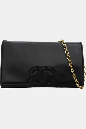 CHANEL Leather Vintage Timeless Flap Clutch with Chain