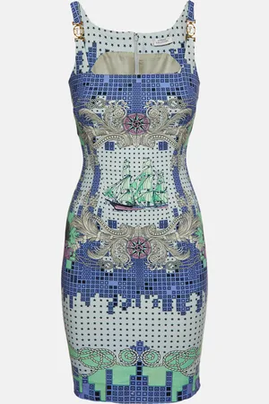 VERSACE Printed Crepe Sleeveless Dress S