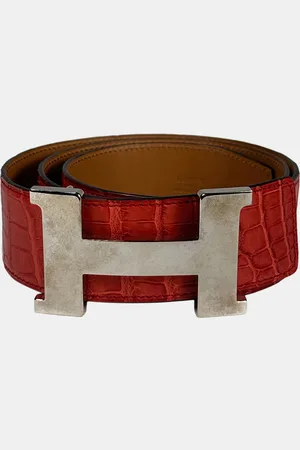 Hermès Crocodile Leather H Constance Belt