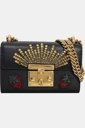 Gucci Embellished Leather Strawberry Small Padlock Shoulder Bag