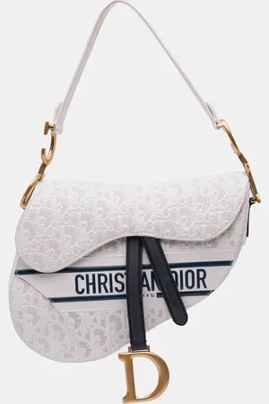 Dior Perforated Oblique Embossed Calfskin Saddle Bag