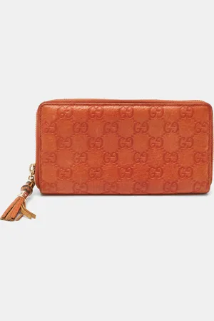 Gucci Ssima Leather Bamboo Tassel Zip Around Wallet
