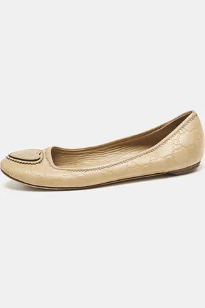 Gucci GG Embossed Leather Crest Ballet Flats Size 40