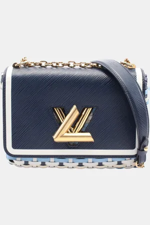 LOUIS VUITTON Twist Mm Chain Shoulder Bag Epi Leather Navy White