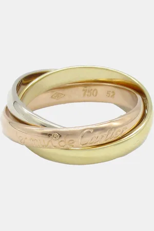 Cartier 18K Yellow, White, Rose Trinity Ring EU 52