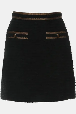 Gucci & Gold Wool Tweed GG Logo Button Mini Skirt IT Women 36