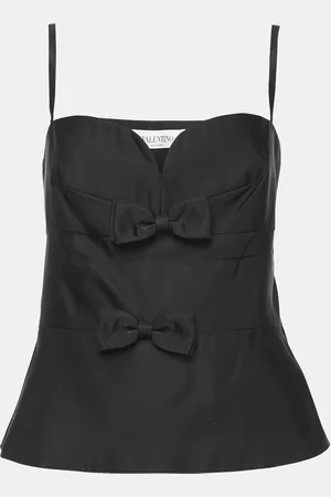 VALENTINO Silk Sweetheart Neck Sleeveless Top L