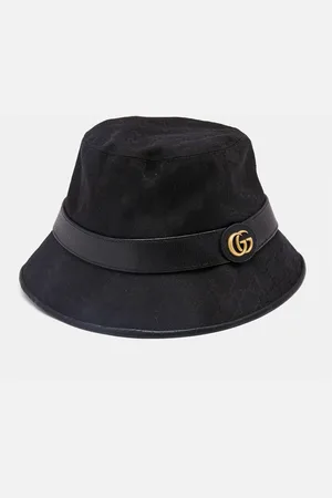 Gucci Logo Canvas & Leather Detail Bucket Hat L (59 cm)