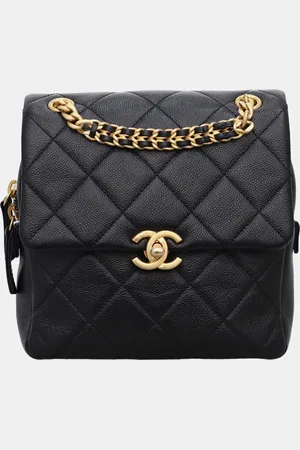 CHANEL Caviar Leather Quilted Chain Melody Backpack