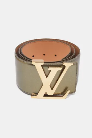 LOUIS VUITTON Olive Vernis Leather LV Initiales Wide Belt 85CM