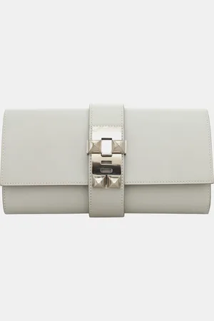 Hermès Gris Perle Tedelakt Leather Medor 23 Clutch Bag