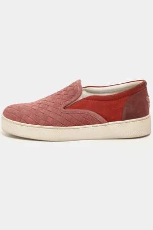 Bottega Veneta /Brick Red Intrecciato Suede Dodger Slip On Sneakers 36