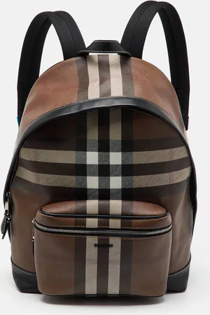 Burberry Dark Birch Check Coated Canvas and Leather Backpack