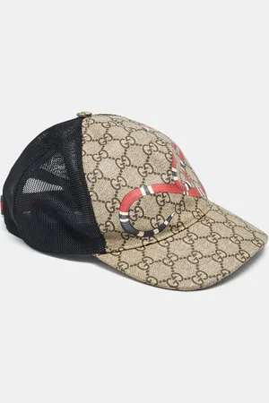 Gucci Kingsnake Print Caoted Canvas and Mesh Baseball Cap
