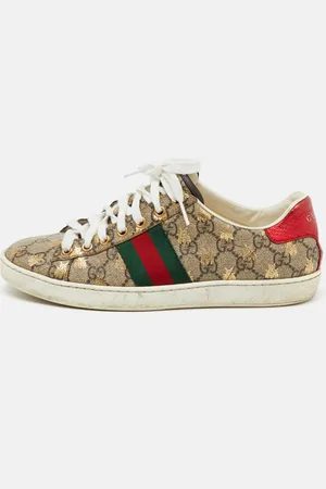 Gucci /Brown GG Supreme Canvas Bee Web Ace Sneakers Size 37.5