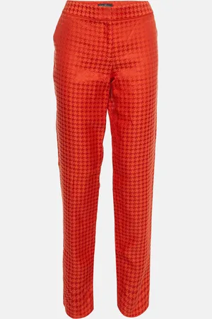 Salvatore Ferragamo Houndstooth Pattern Cotton & Silk Trousers M
