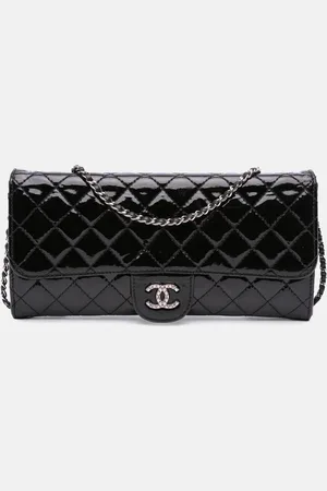 CHANEL Quilted Patent Brilliant East West Wallet On Chain