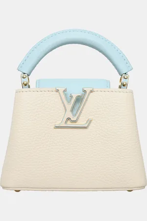 LOUIS VUITTON Quartz & Sky Blue Leather Lovelock Chain Capucines Nano Bag