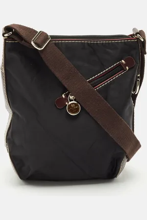 LANCEL /Brown Leather and Nylon Front Pocket Crossbody Bag