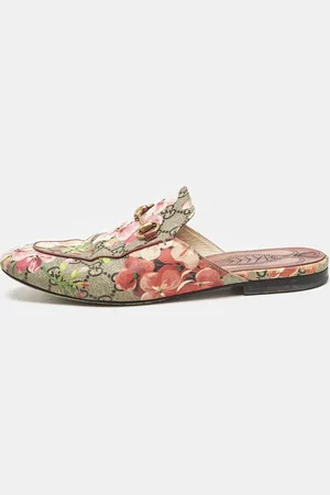 Gucci Blooms GG Supreme Canvas Princetown Flat Mules Size 38