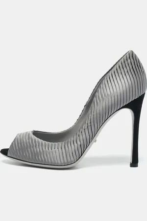 Sergio Rossi Pleated Satin Peep Toe Pumps Size 38