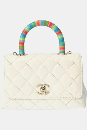 CHANEL Quilted Lambskin Mini Rainbow Coco Top Handle Bag
