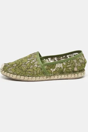VALENTINO Floral Lace and Mesh Espadrille Flats Size 38