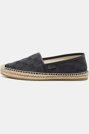 Gucci /Black GG Canvas and Leather Espadrille Flats Size 36.5