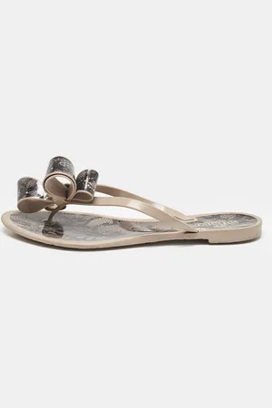 VALENTINO /Black PVC and Mesh Print Thong Flat Sandals Size 40