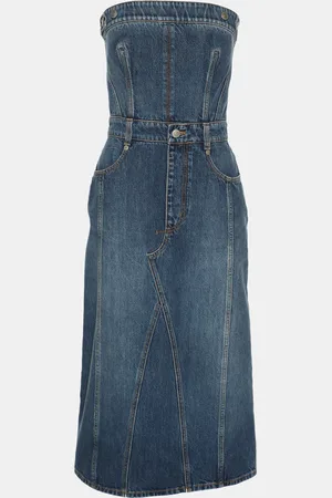 Alexander McQueen Denim Bustier Midi Dress S