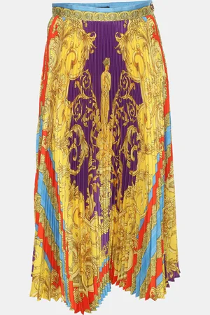 VERSACE Printed Satin Ruffled Skirt S