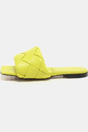 Bottega Veneta Kiwi Leather Lido Flat Slide Sandals Size 36.5