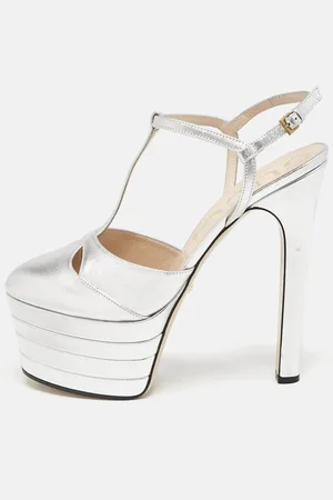 Gucci Leather T-Strap Platform Ankle Strap Pumps Size 40