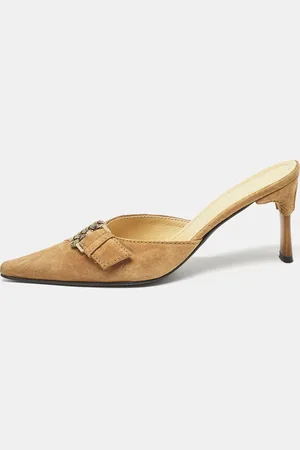 Casadei Suede Buckle Pointed Toe Mules Size 38.5